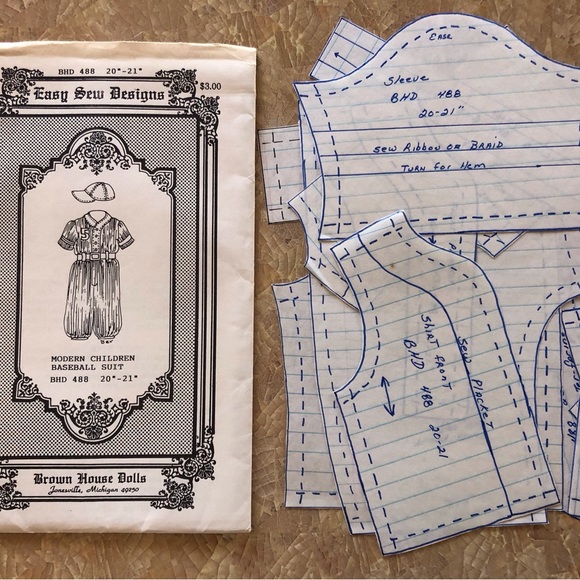 Doll pattern Baseball Uniform - Picture 2 of 3